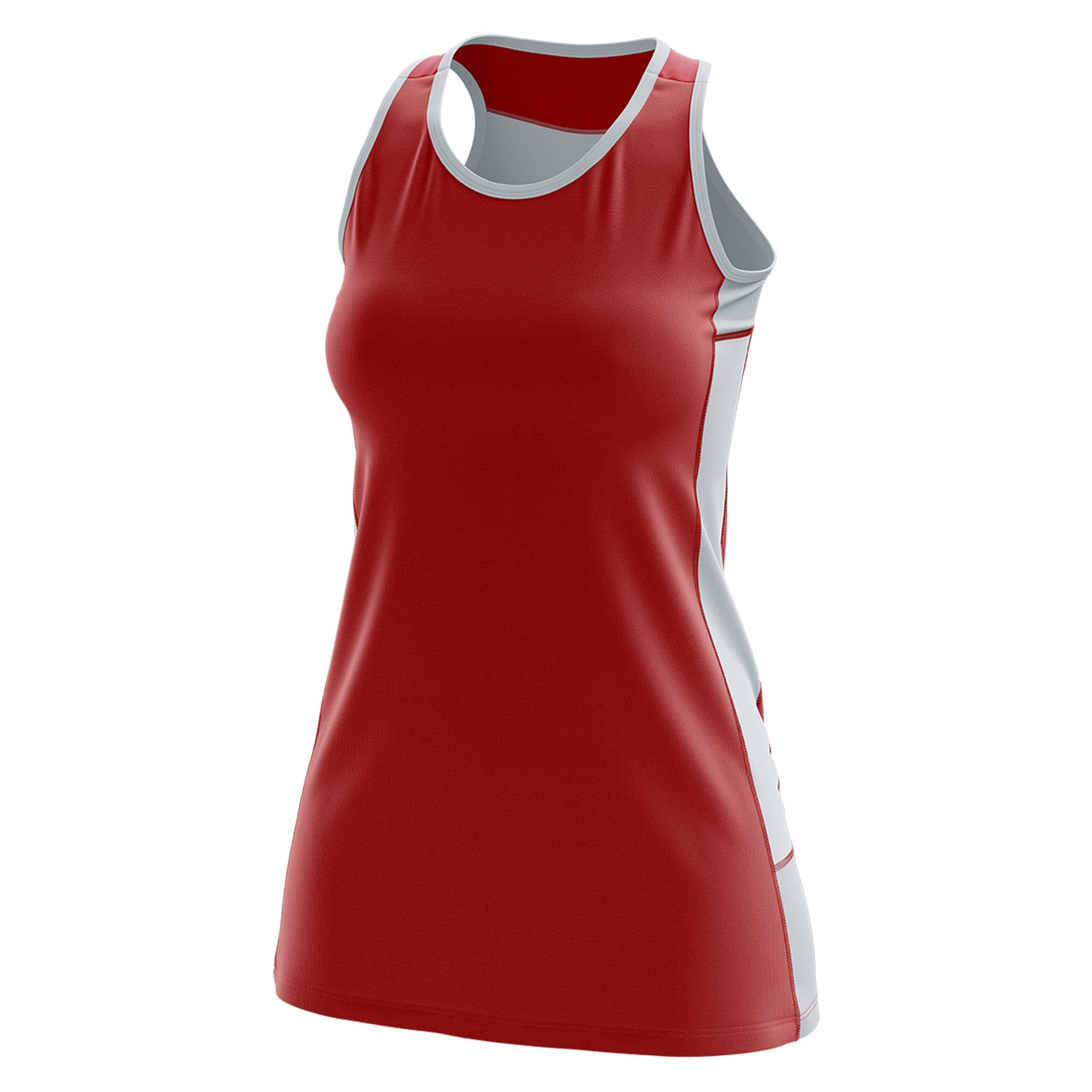Custom Red Silver Color Block Two Tone Tennis Dresses