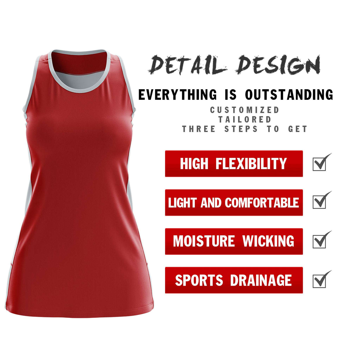 Custom Red Silver Color Block Two Tone Tennis Dresses