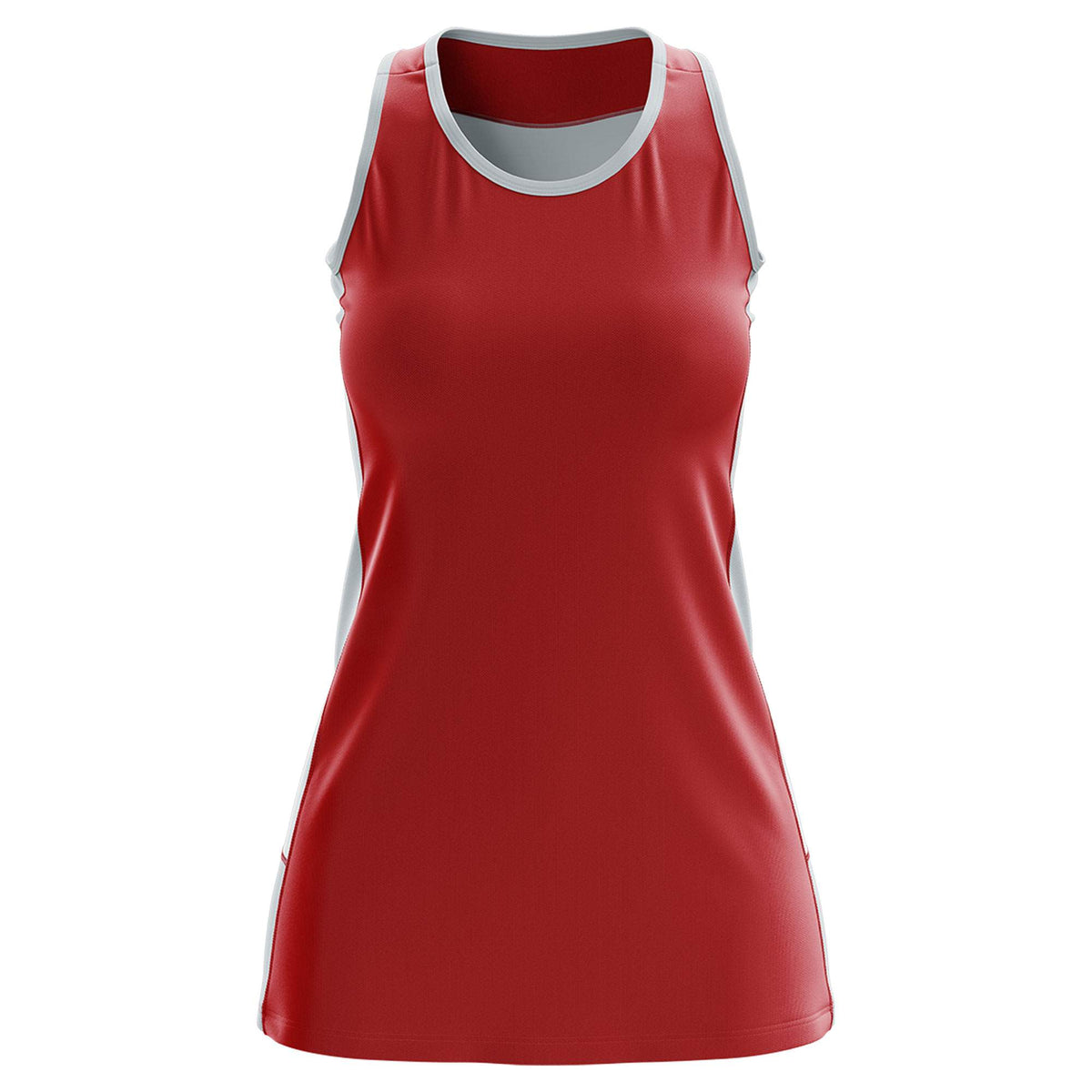 Custom Red Silver Color Block Two Tone Tennis Dresses