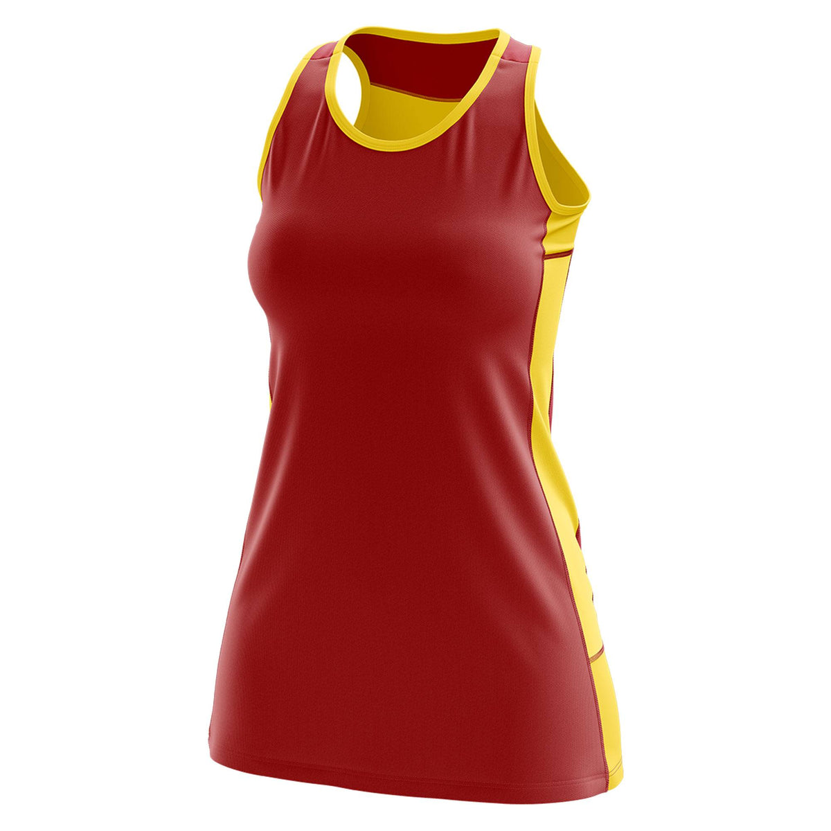 Custom Red Gold Color Block Two Tone Tennis Dresses