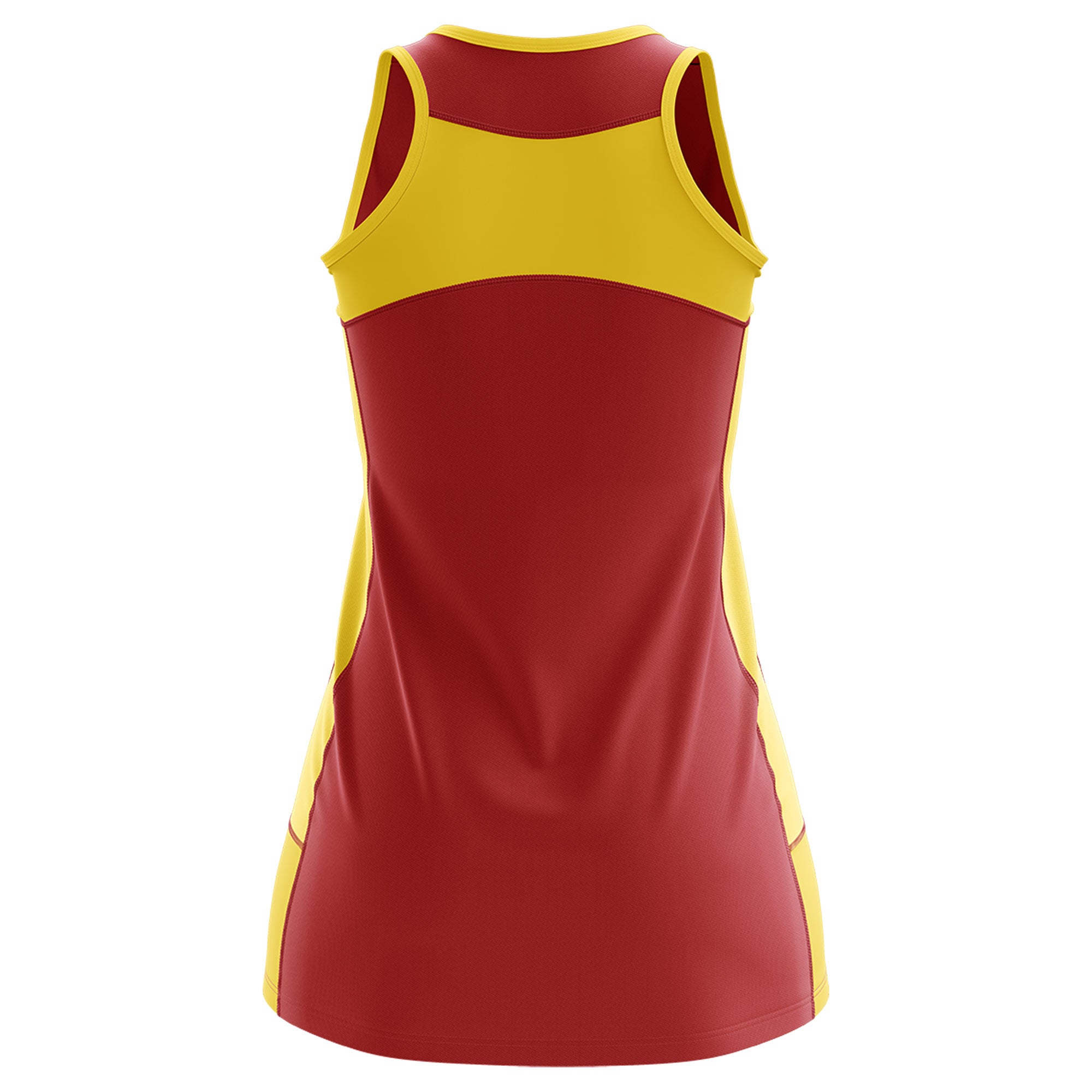 Custom Red Gold Color Block Two Tone Tennis Dresses