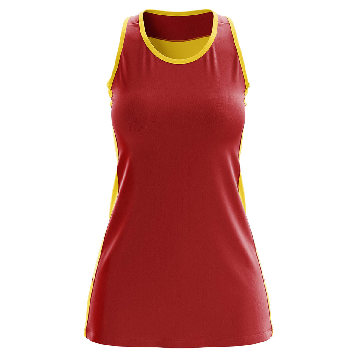 Custom Red Gold Color Block Two Tone Tennis Dresses