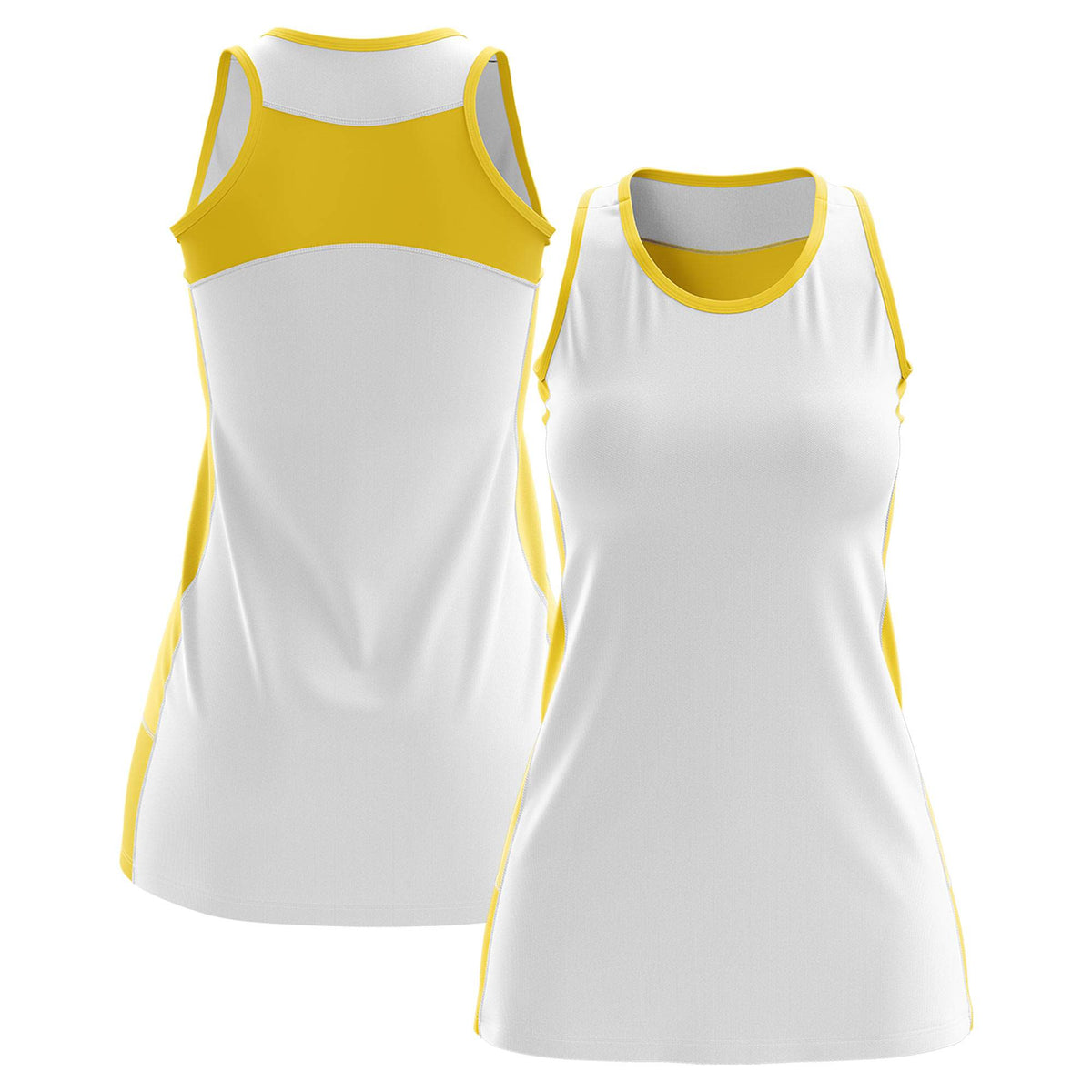 Custom White Gold Color Block Two Tone Tennis Dresses