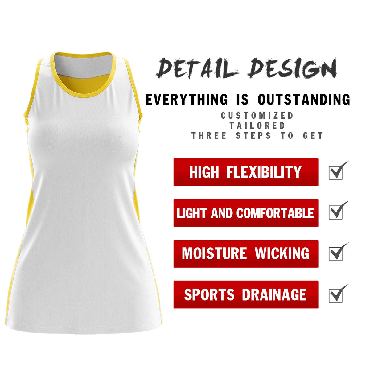 Custom White Gold Color Block Two Tone Tennis Dresses