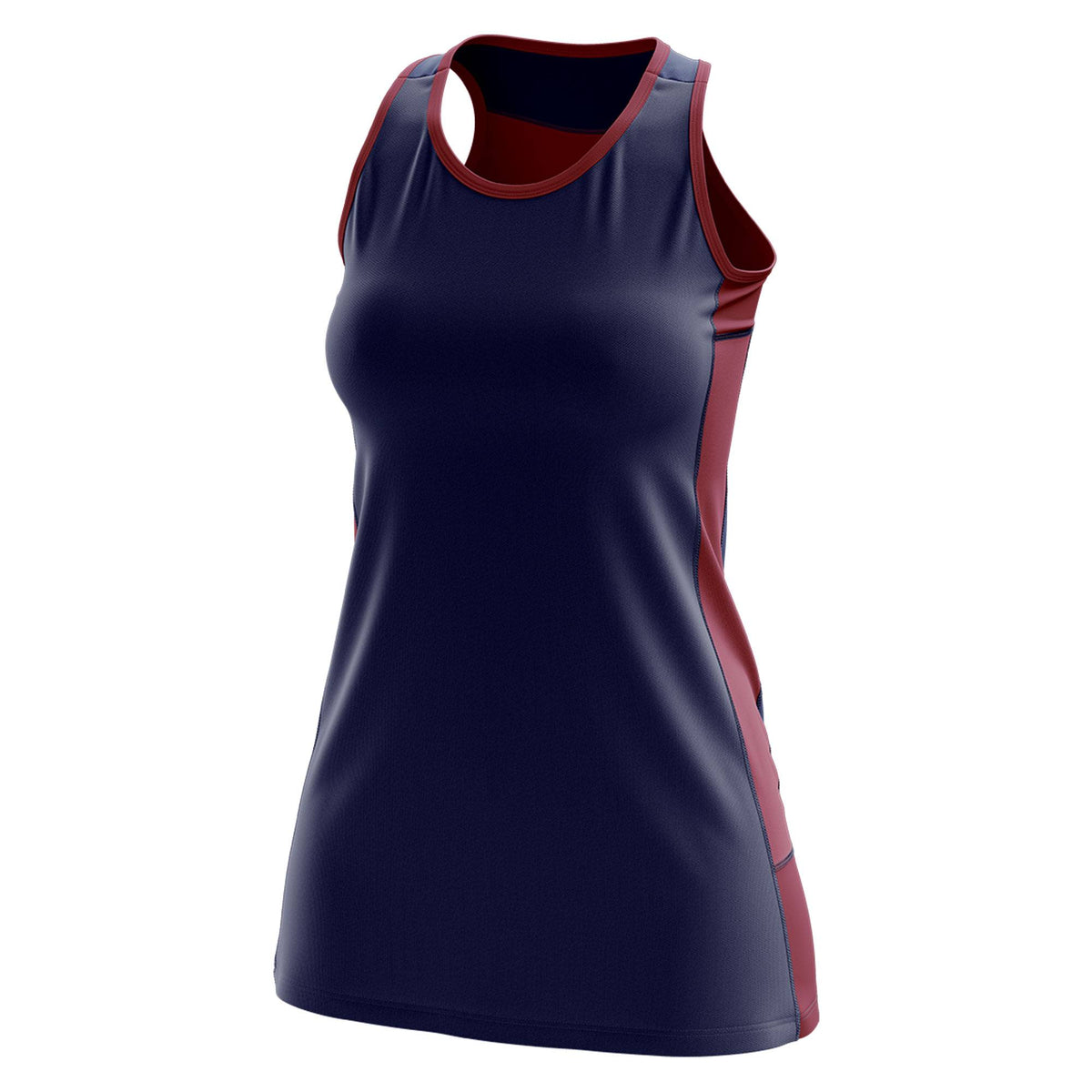 Custom Navy Maroon Color Block Two Tone Tennis Dresses