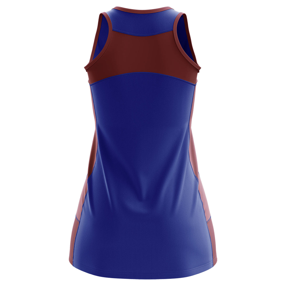 Custom Royal Blue Maroon Color Block Two Tone Tennis Dresses