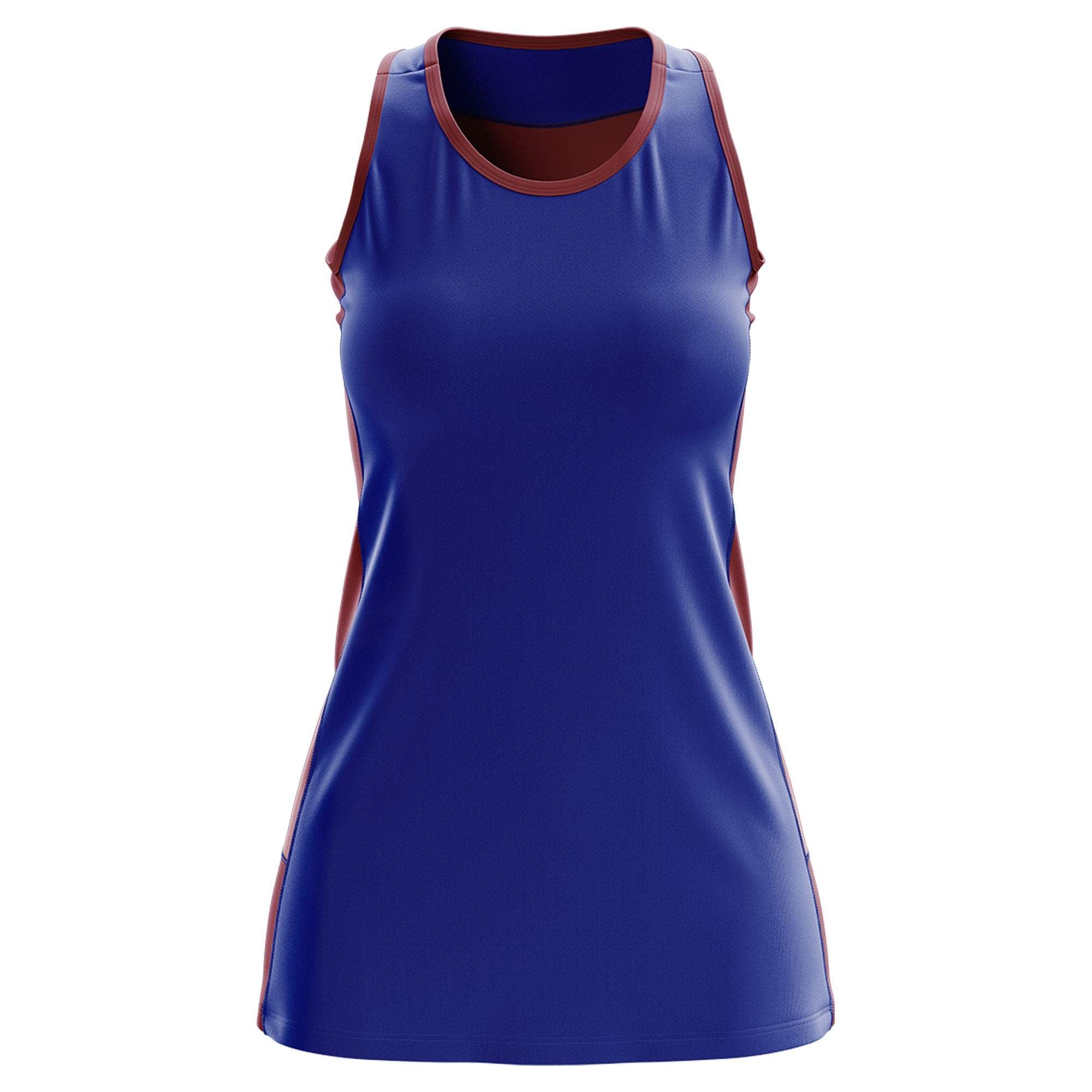 Custom Royal Blue Maroon Color Block Two Tone Tennis Dresses