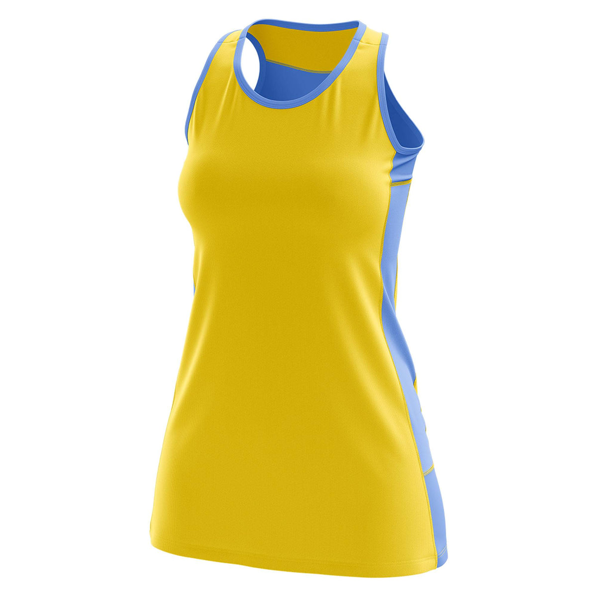 Custom Gold Powder Blue Color Block Two Tone Tennis Dresses