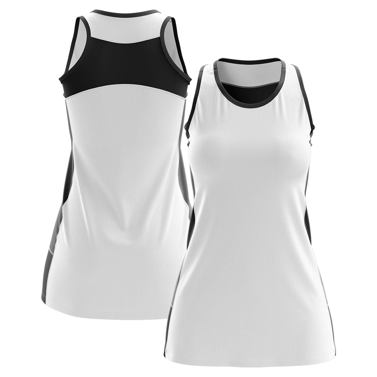 Custom White Black Color Block Two Tone Tennis Dresses