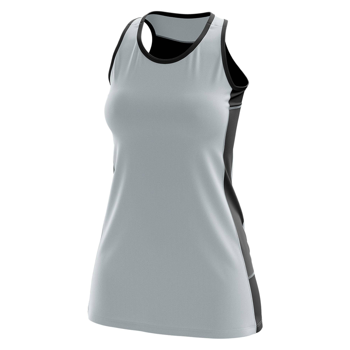 Custom Silver Black Color Block Two Tone Tennis Dresses
