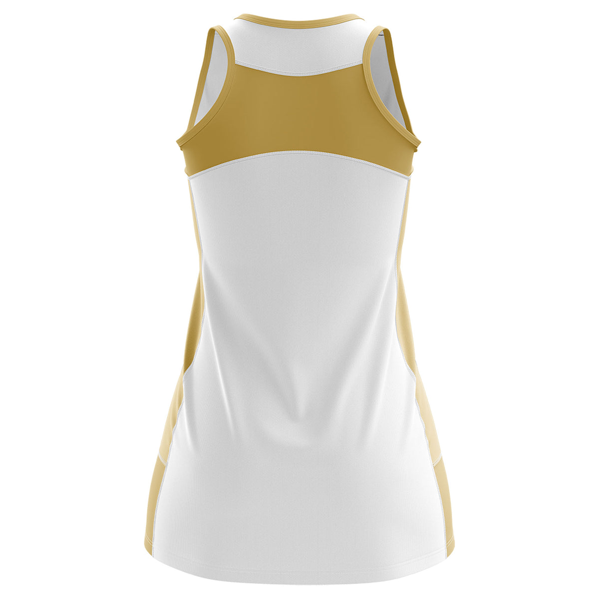 Custom White Old Gold Color Block Two Tone Tennis Dresses