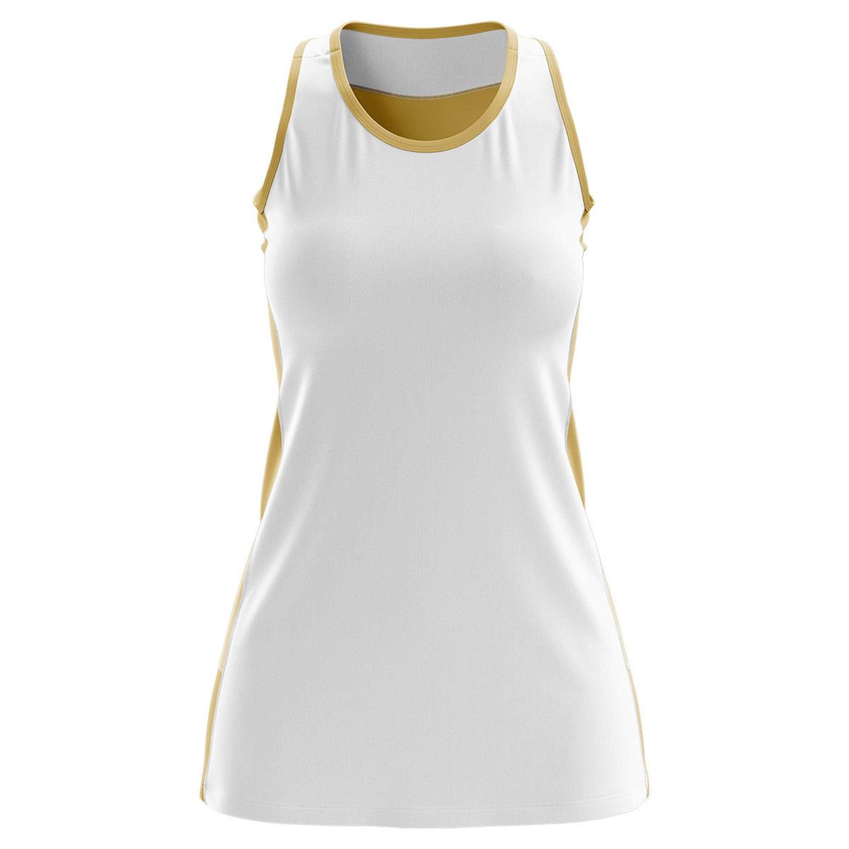 Custom White Old Gold Color Block Two Tone Tennis Dresses