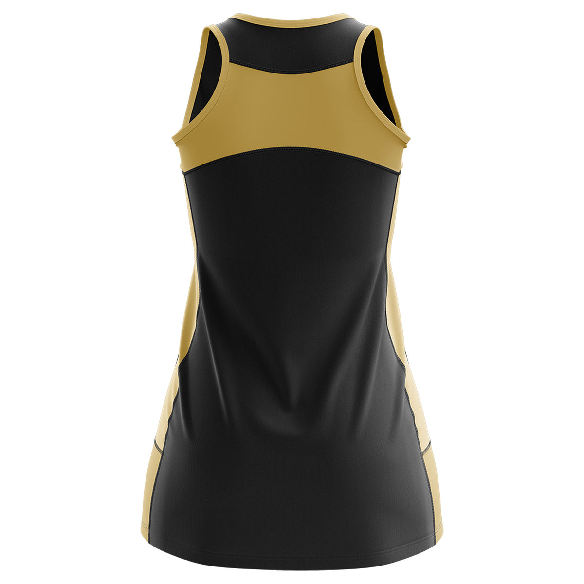 Custom Black Old Gold Color Block Two Tone Tennis Dresses