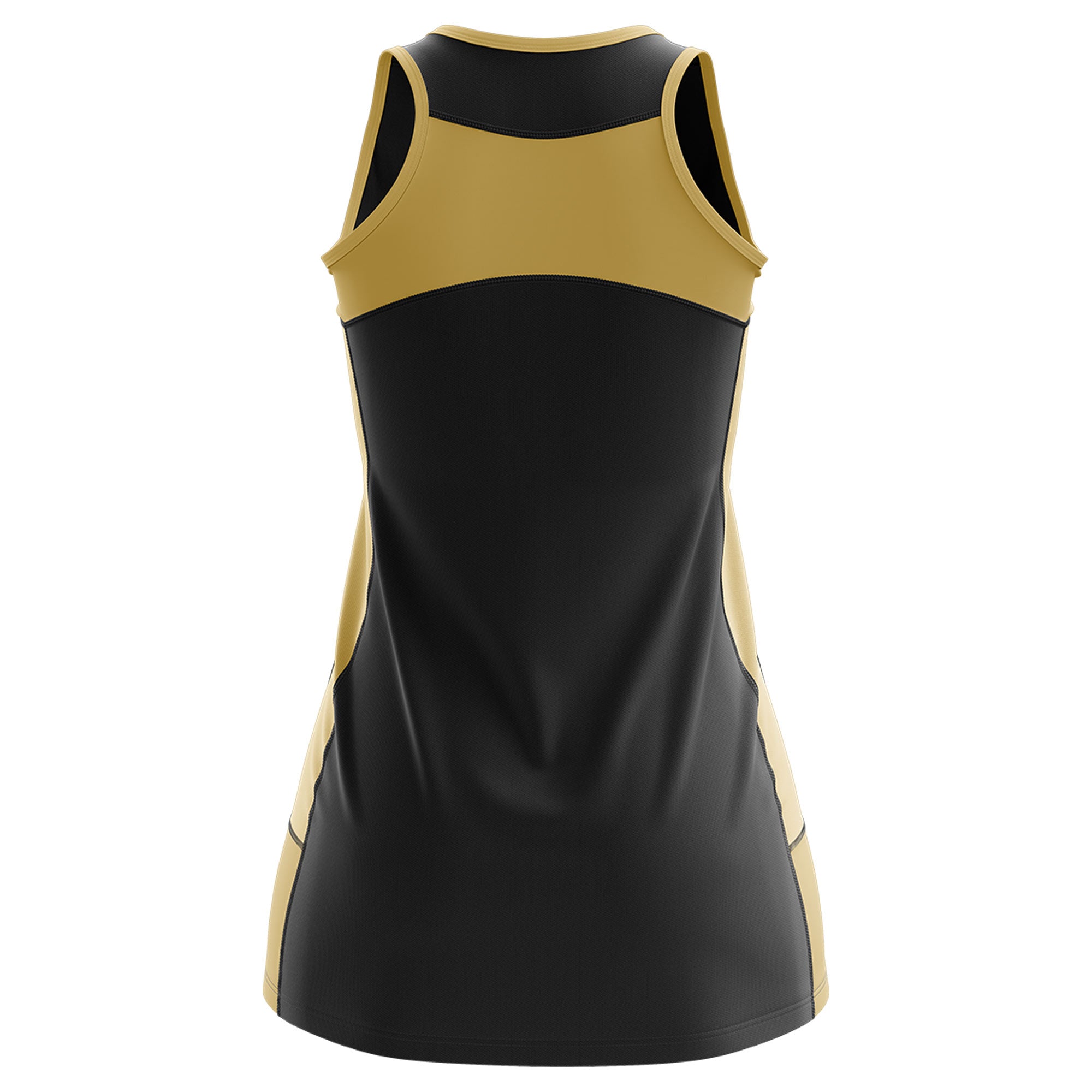 Custom Black Old Gold Color Block Two Tone Tennis Dresses