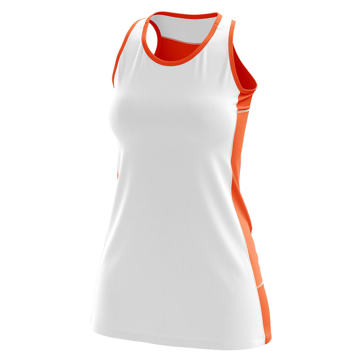 Custom White Orange Color Block Two Tone Tennis Dresses