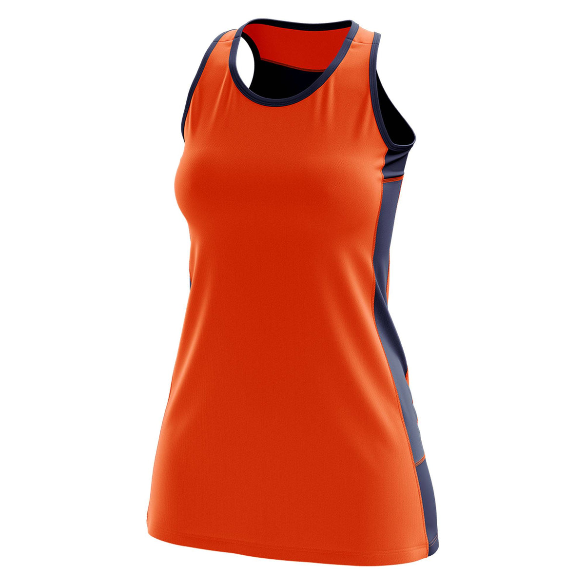 Custom Orange Navy Color Block Two Tone Tennis Dresses