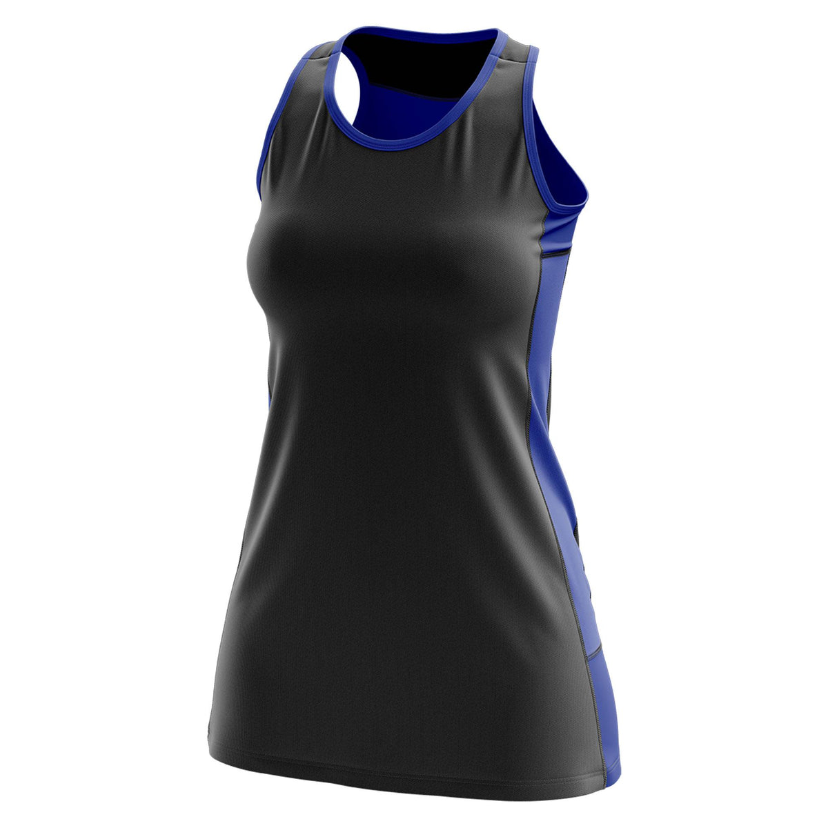 Custom Black Royal Blue Color Block Two Tone Tennis Dresses