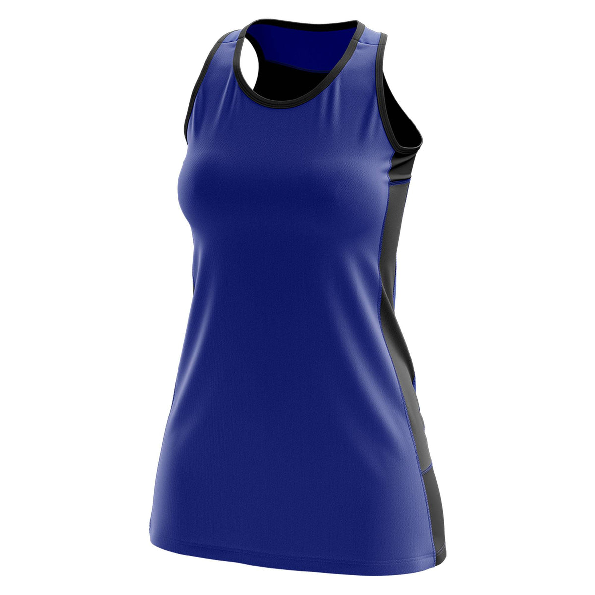 Custom Royal Blue Black Color Block Two Tone Tennis Dresses