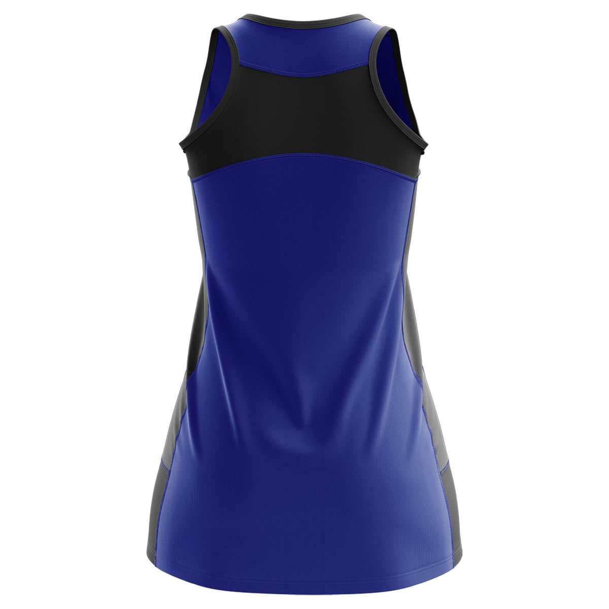 Custom Royal Blue Black Color Block Two Tone Tennis Dresses