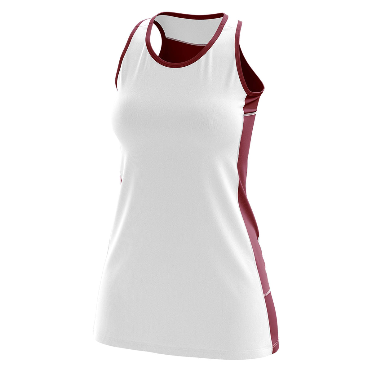 Custom White Maroon Color Block Two Tone Tennis Dresses
