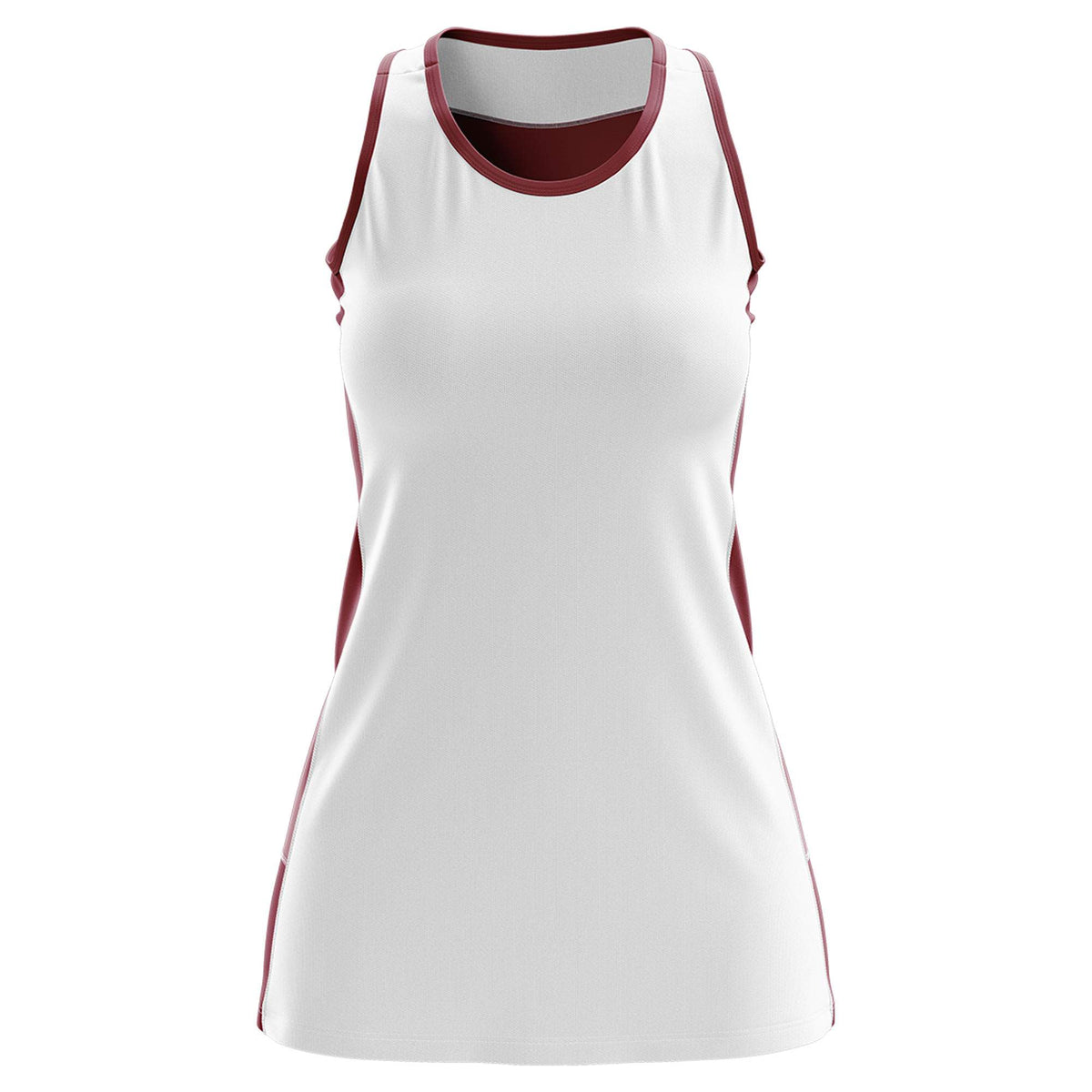 Custom White Maroon Color Block Two Tone Tennis Dresses