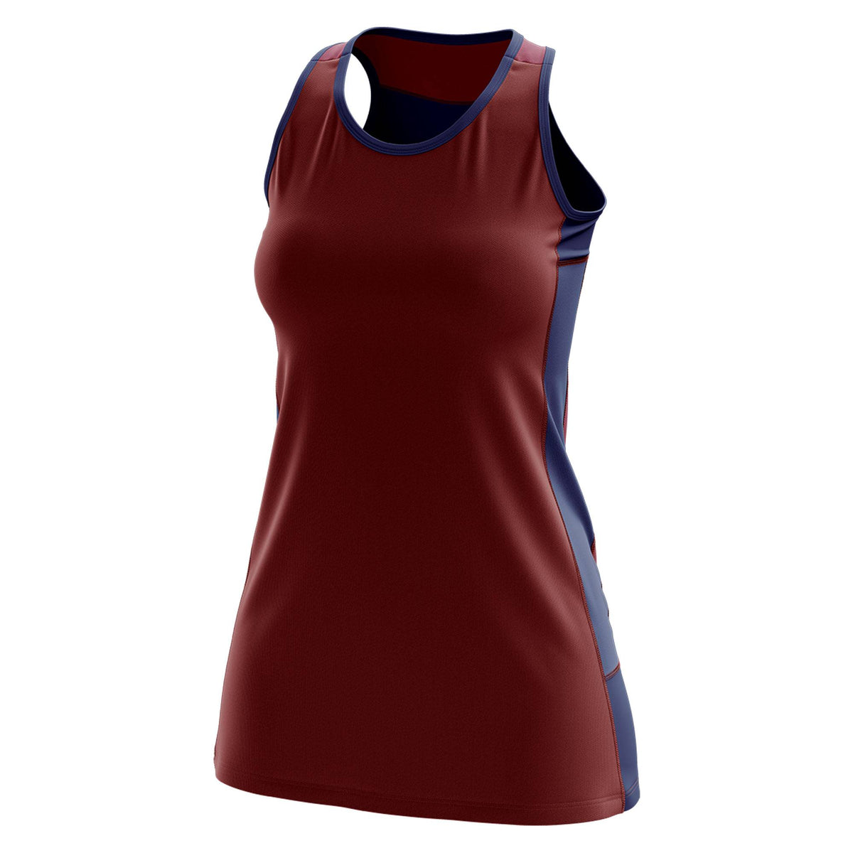 Custom Maroon Navy Color Block Two Tone Tennis Dresses
