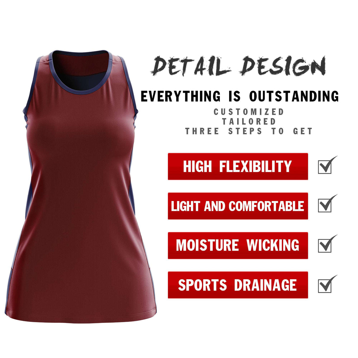 Custom Maroon Navy Color Block Two Tone Tennis Dresses