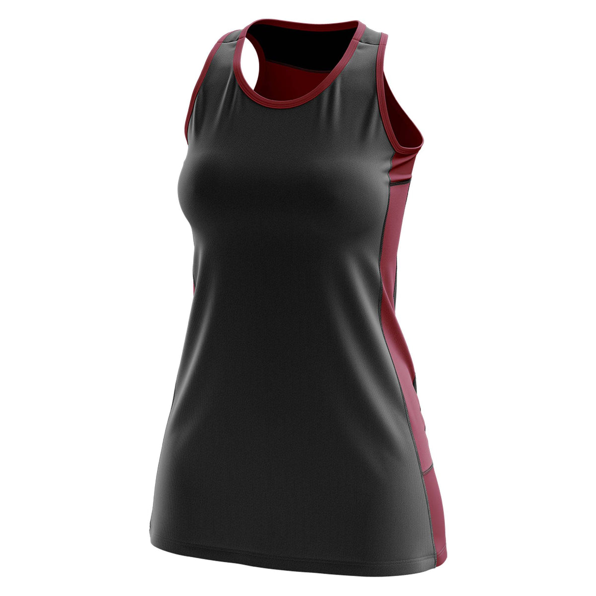 Custom Black Maroon Color Block Two Tone Tennis Dresses