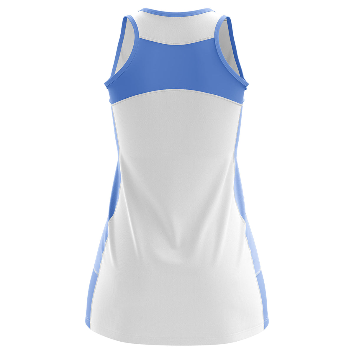 Custom White Powder Blue Color Block Two Tone Tennis Dresses