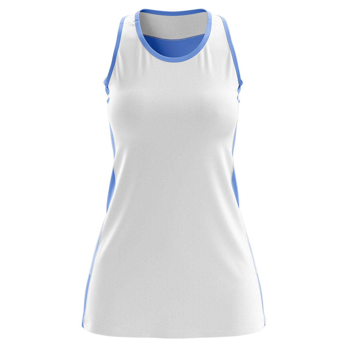 Custom White Powder Blue Color Block Two Tone Tennis Dresses