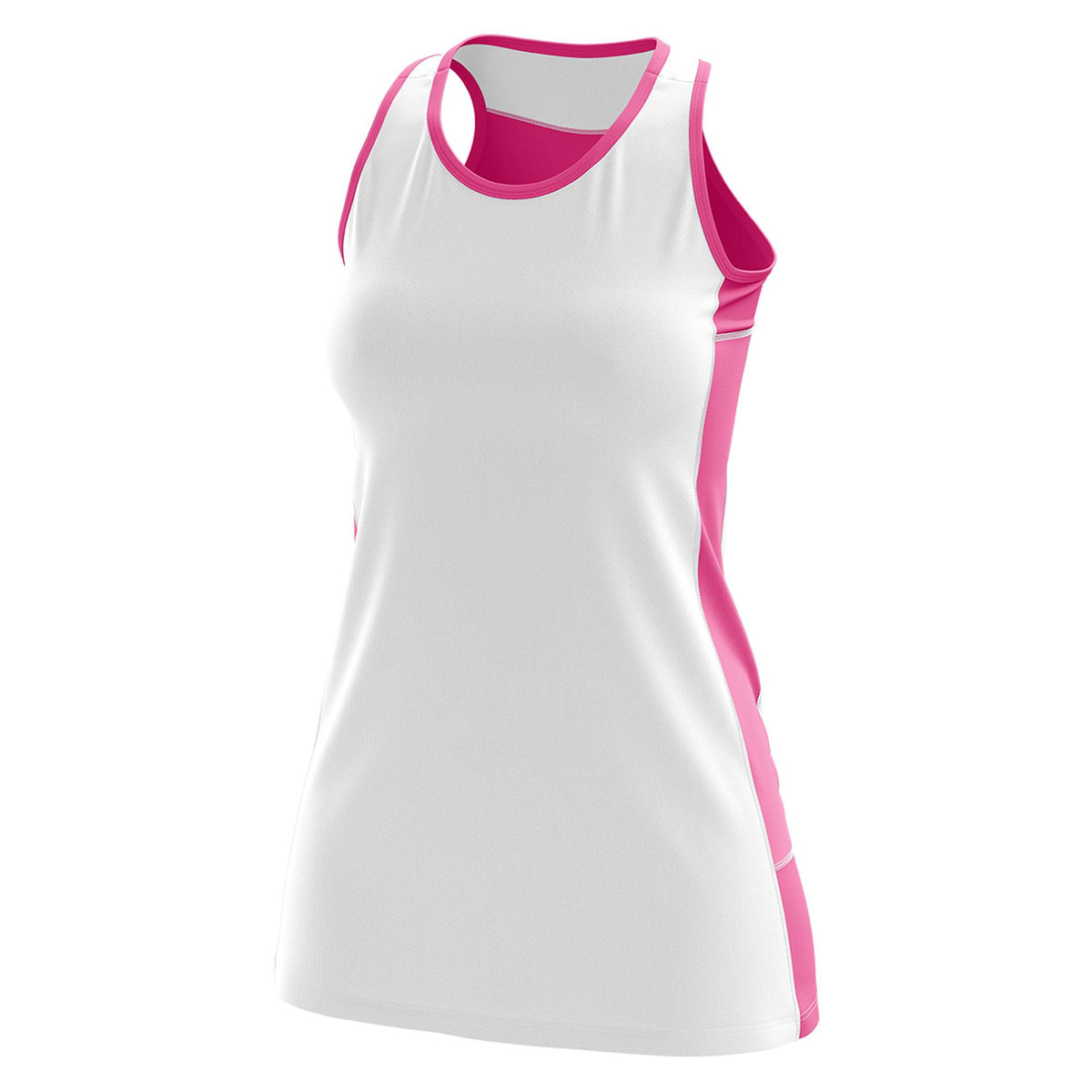 Custom White Pink Color Block Two Tone Tennis Dresses