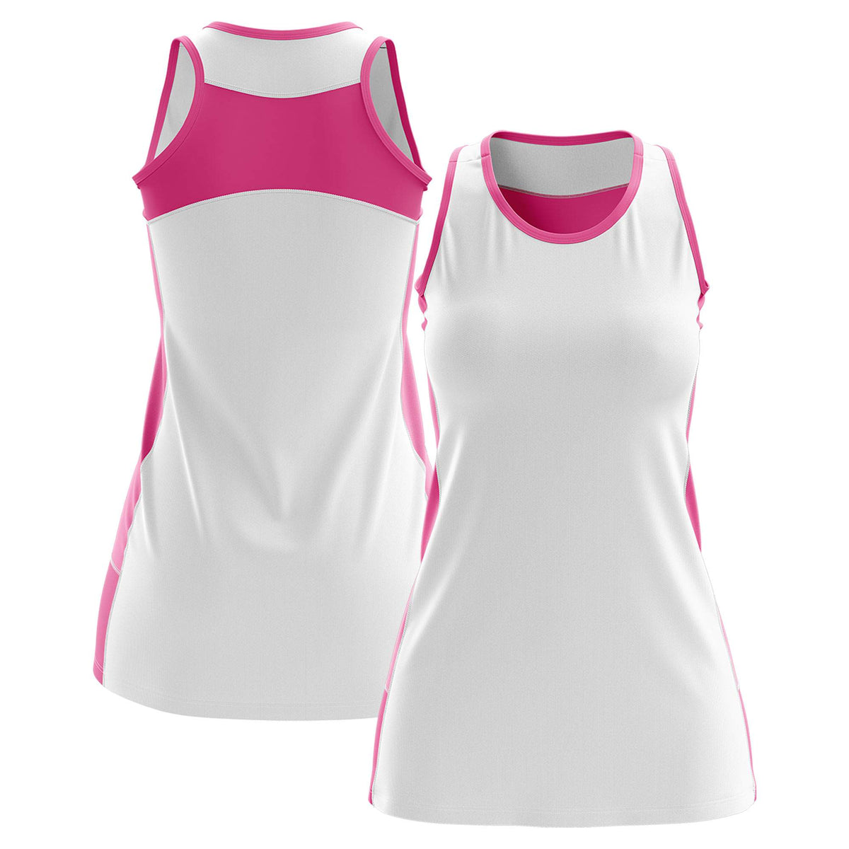 Custom White Pink Color Block Two Tone Tennis Dresses