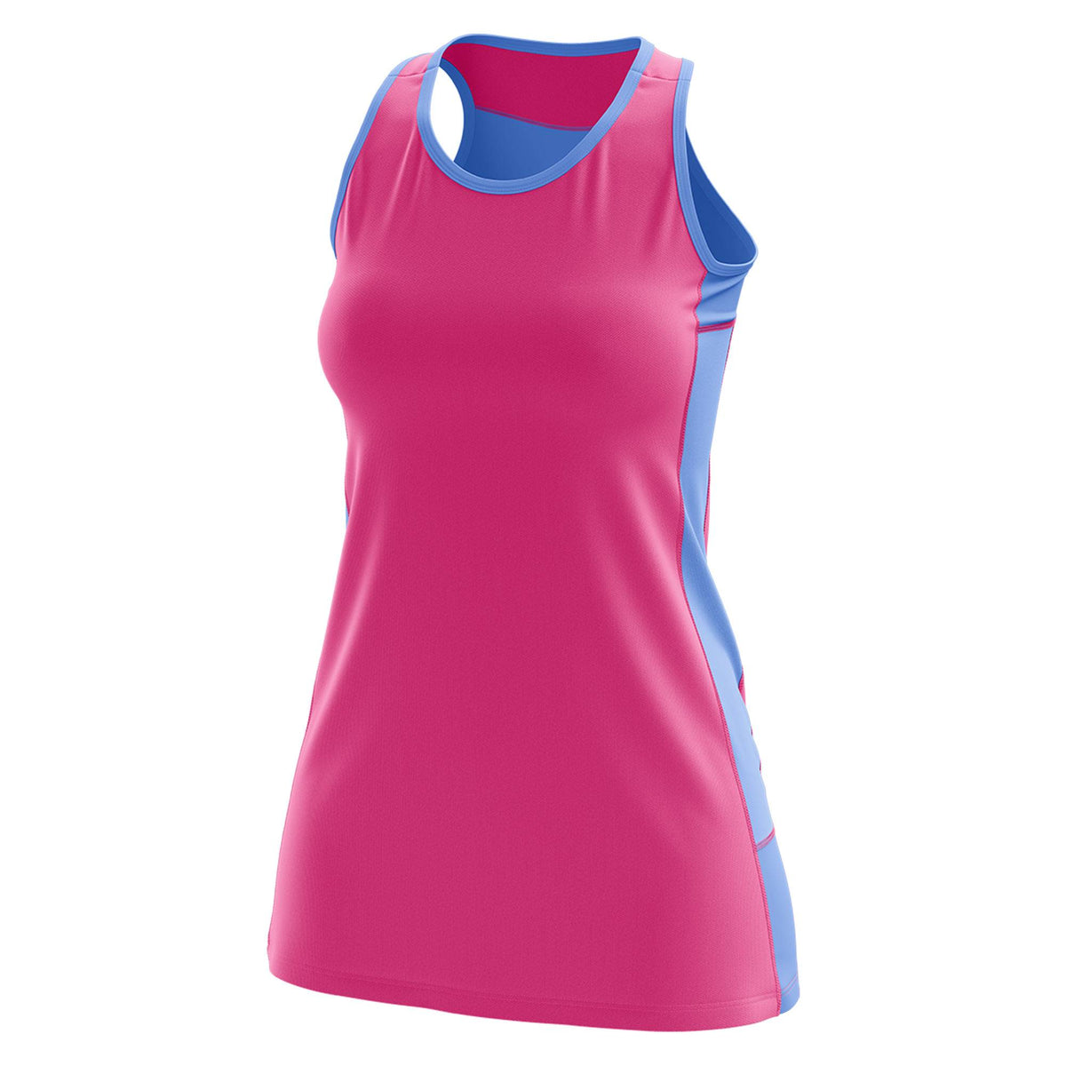 Custom Pink Powder Blue Color Block Two Tone Tennis Dresses