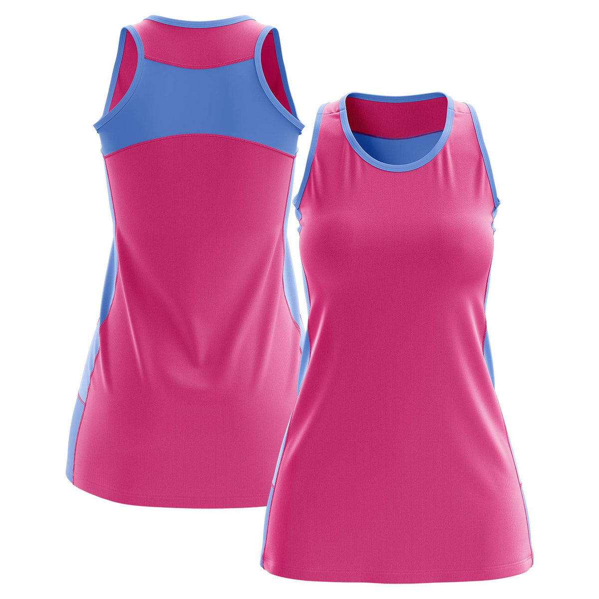 Custom Pink Powder Blue Color Block Two Tone Tennis Dresses