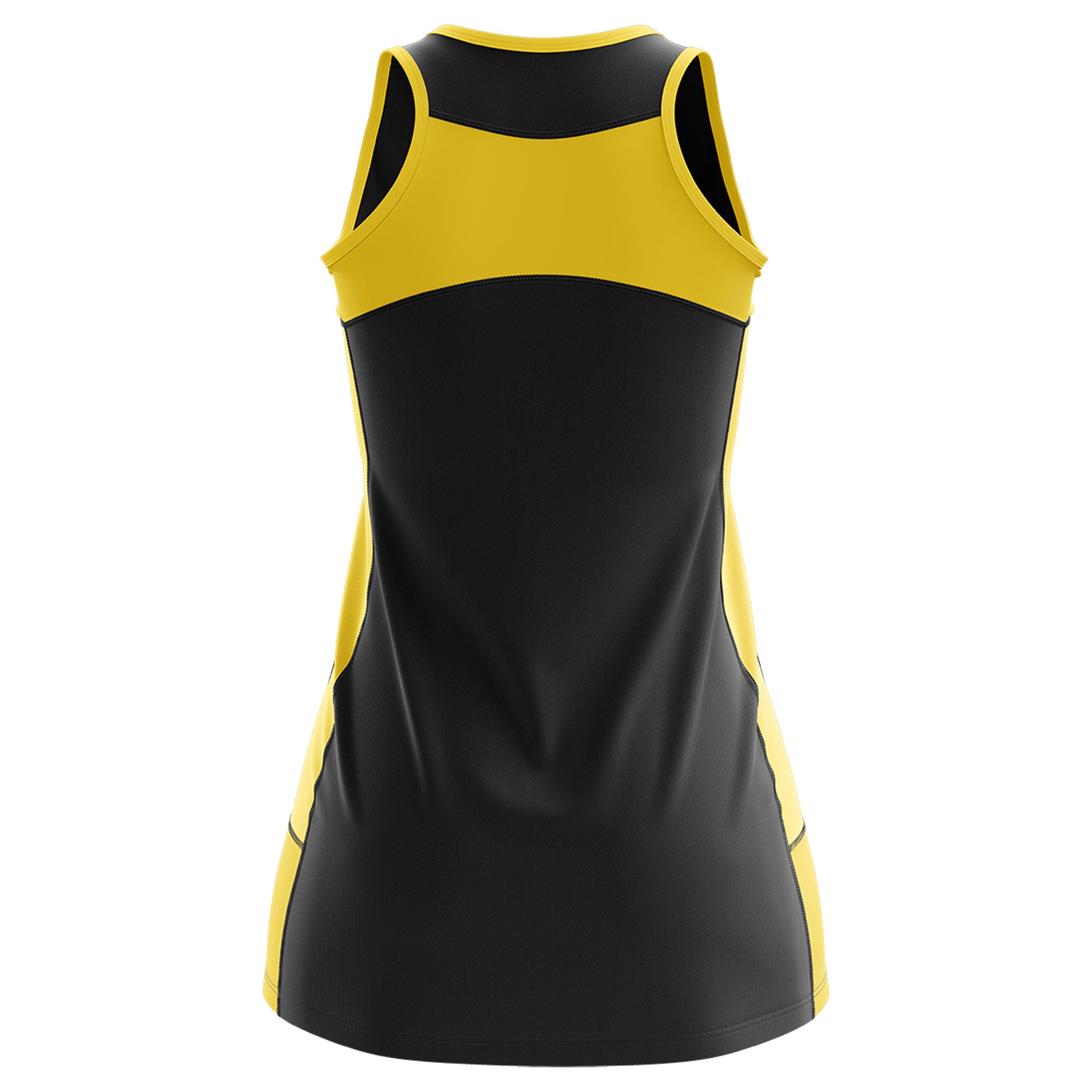 Custom Black Gold Color Block Two Tone Tennis Dresses