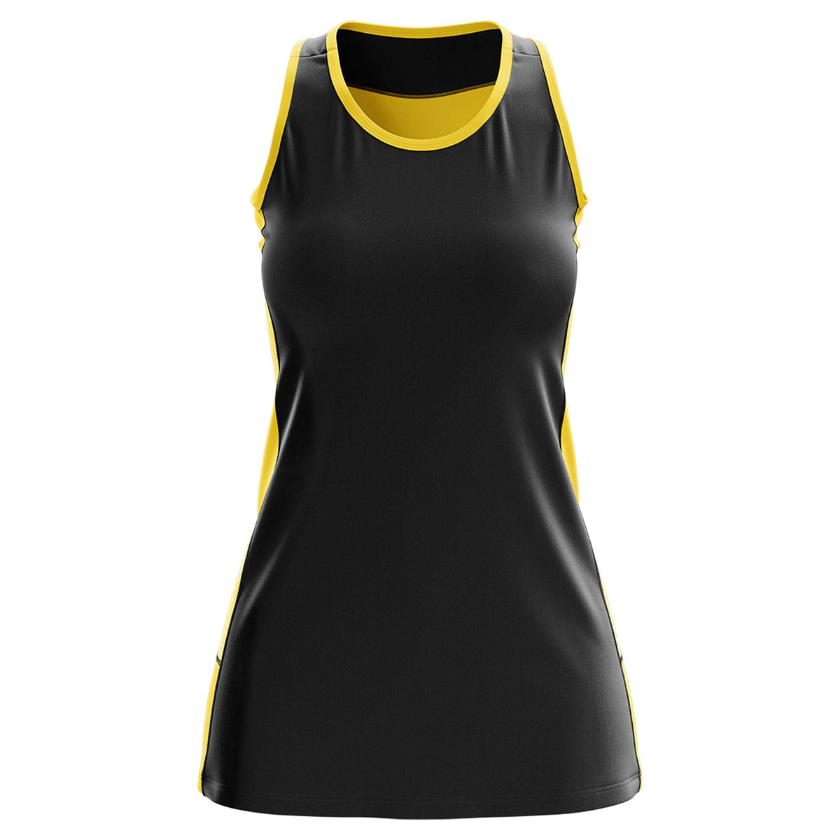 Custom Black Gold Color Block Two Tone Tennis Dresses