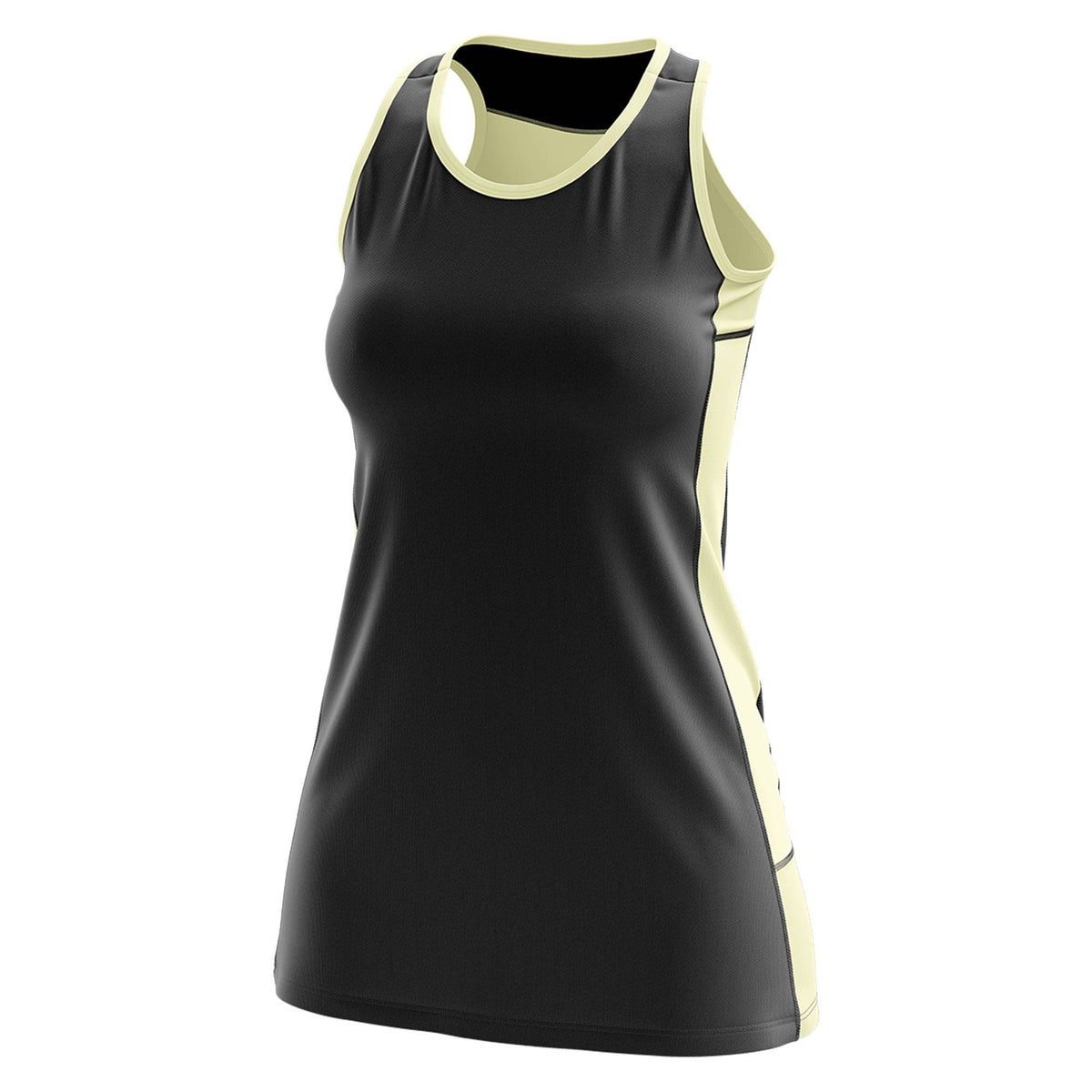 Custom Black Cream Color Block Two Tone Tennis Dresses