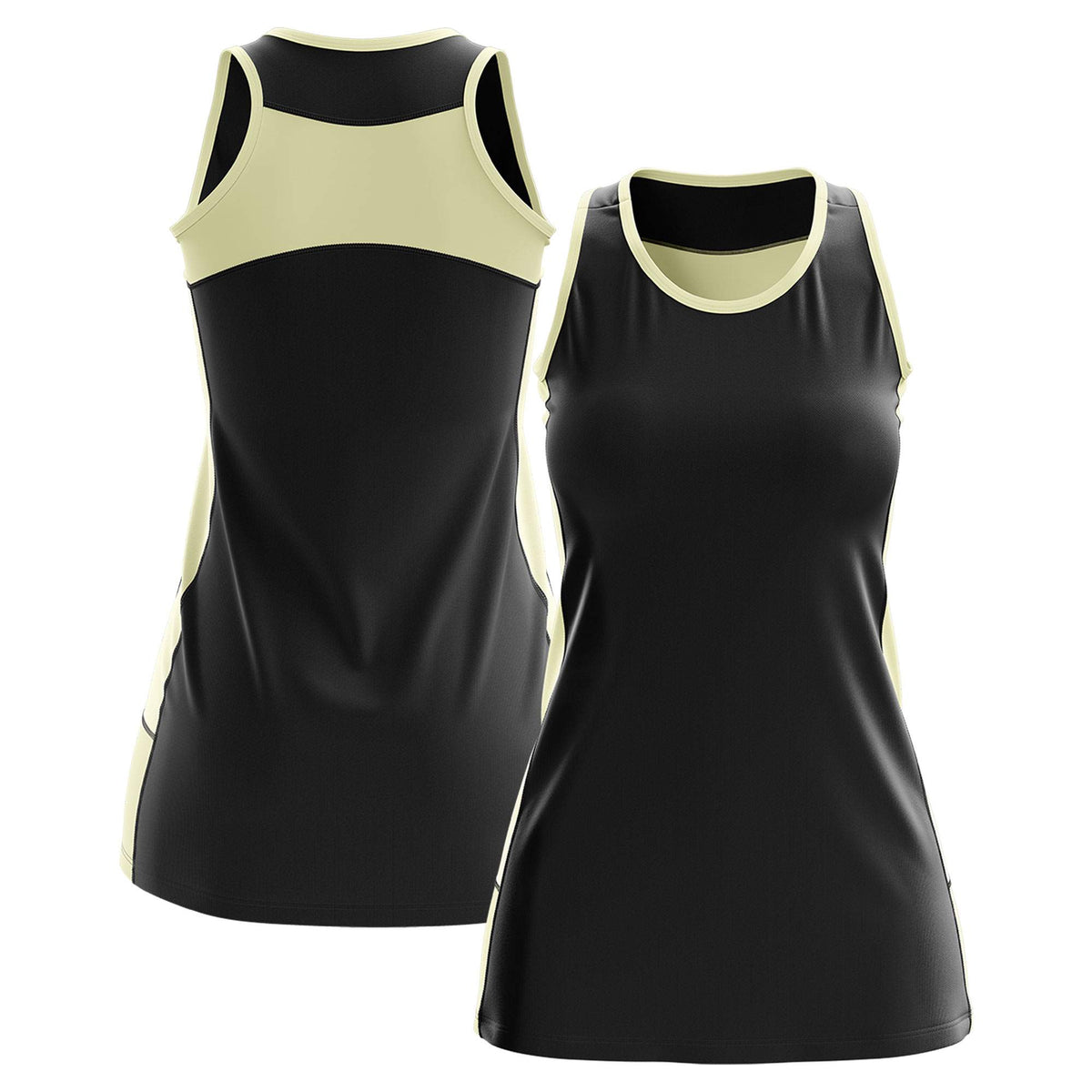 Custom Black Cream Color Block Two Tone Tennis Dresses