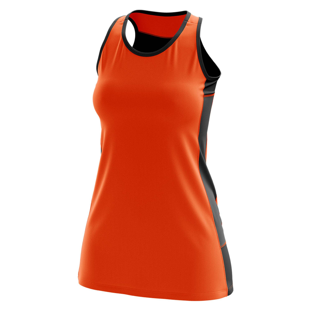 Custom Orange Black Color Block Two Tone Tennis Dresses