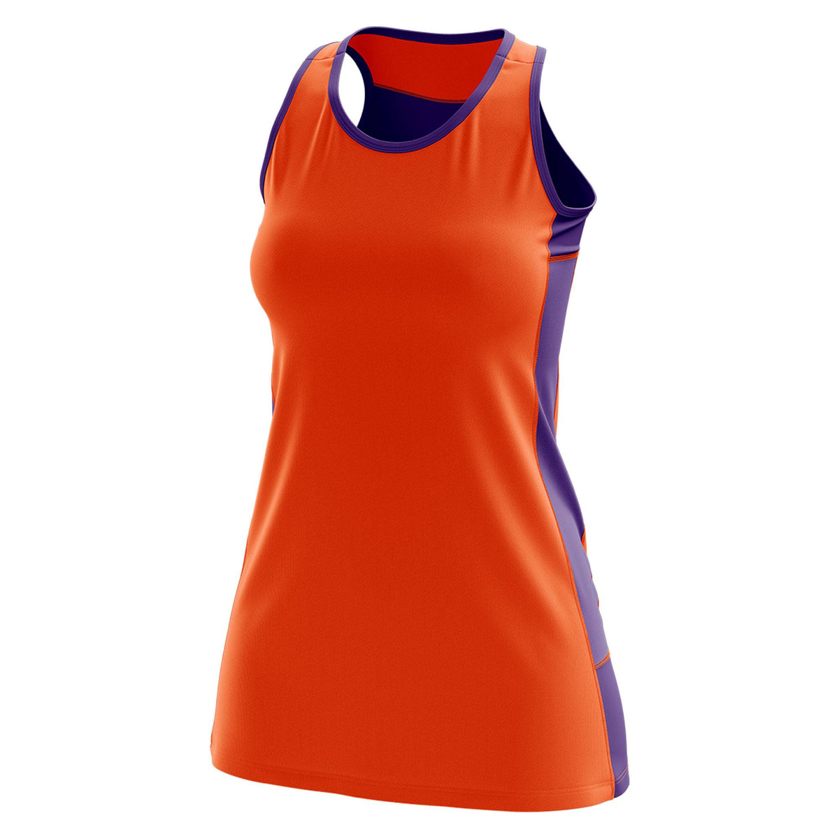 Custom Orange Purple Color Block Two Tone Tennis Dresses