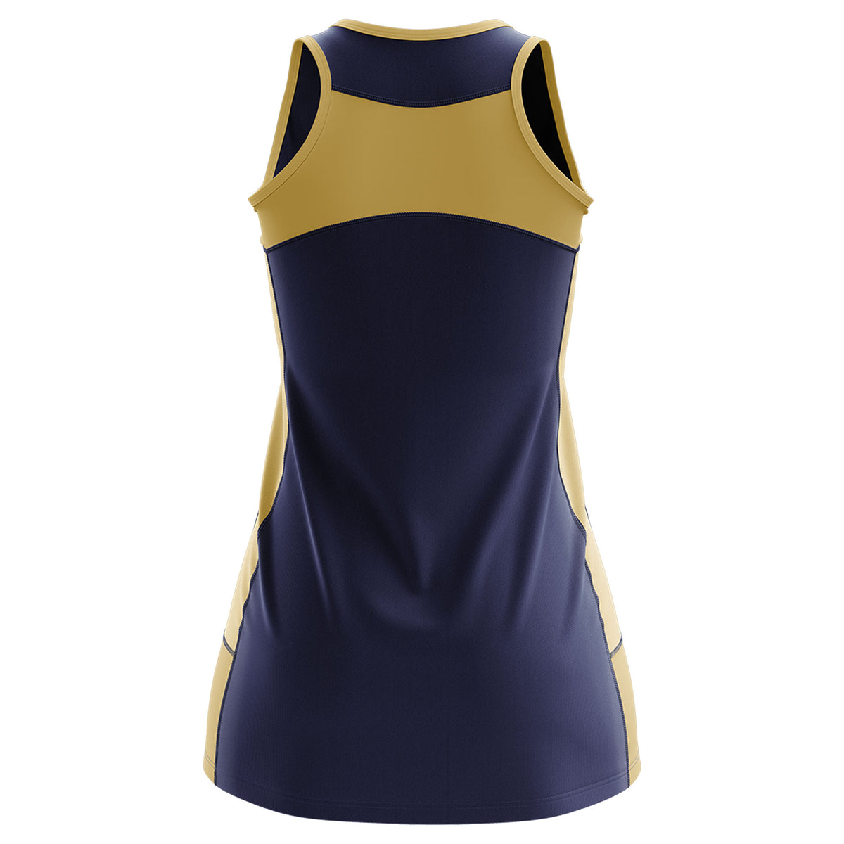 Custom Navy Old Gold Color Block Two Tone Tennis Dresses