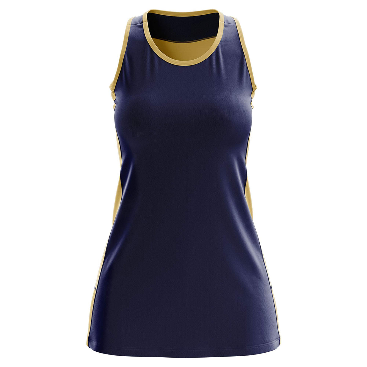 Custom Navy Old Gold Color Block Two Tone Tennis Dresses
