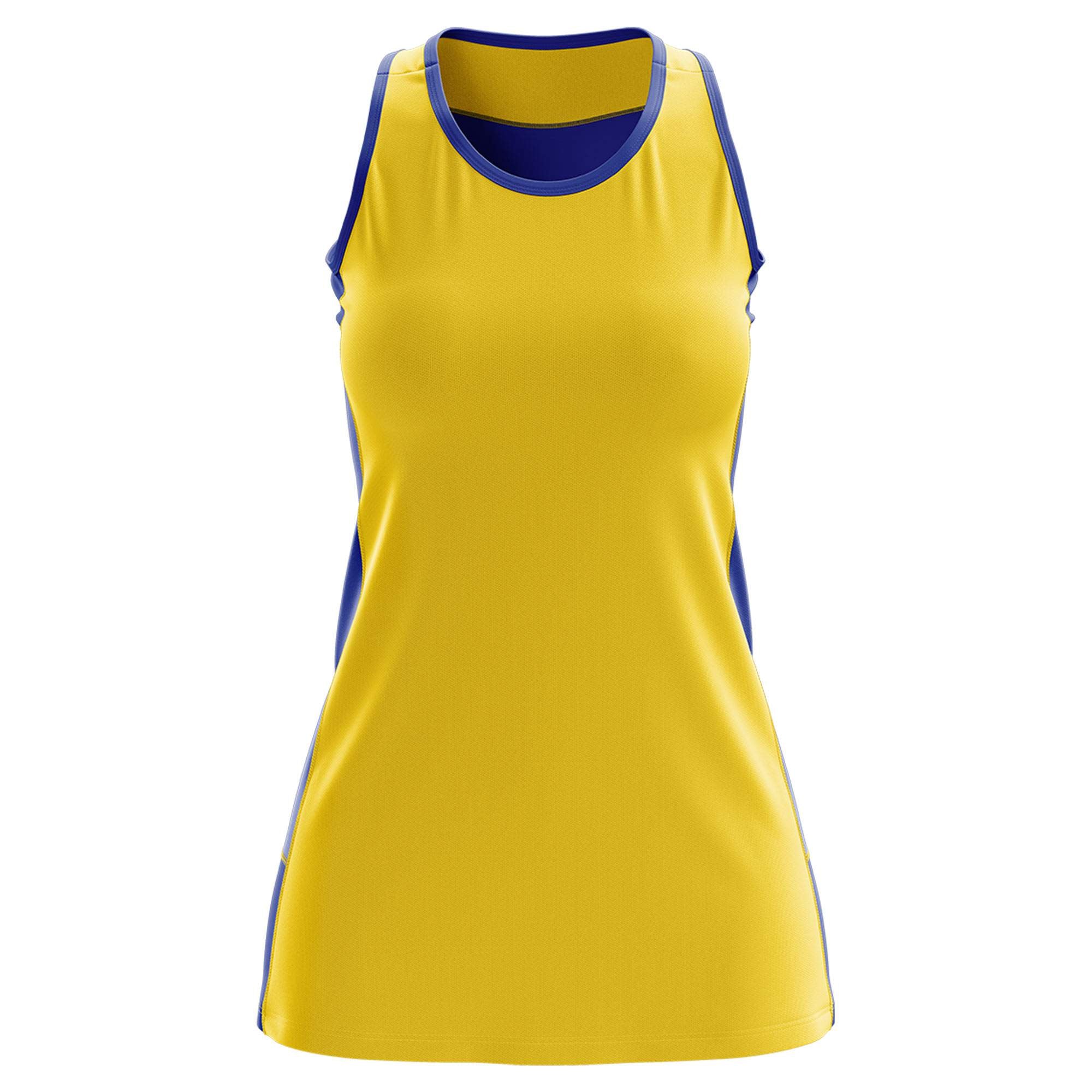 Custom Gold Royal Blue Color Block Two Tone Tennis Dresses