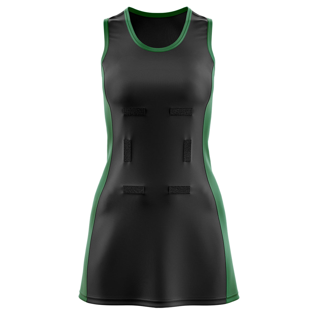 Custom Black Kelly Green Color Block Two Tone Netball Dresses