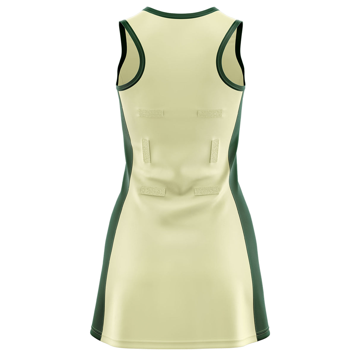 Custom Cream Hunter Green Color Block Two Tone Netball Dresses