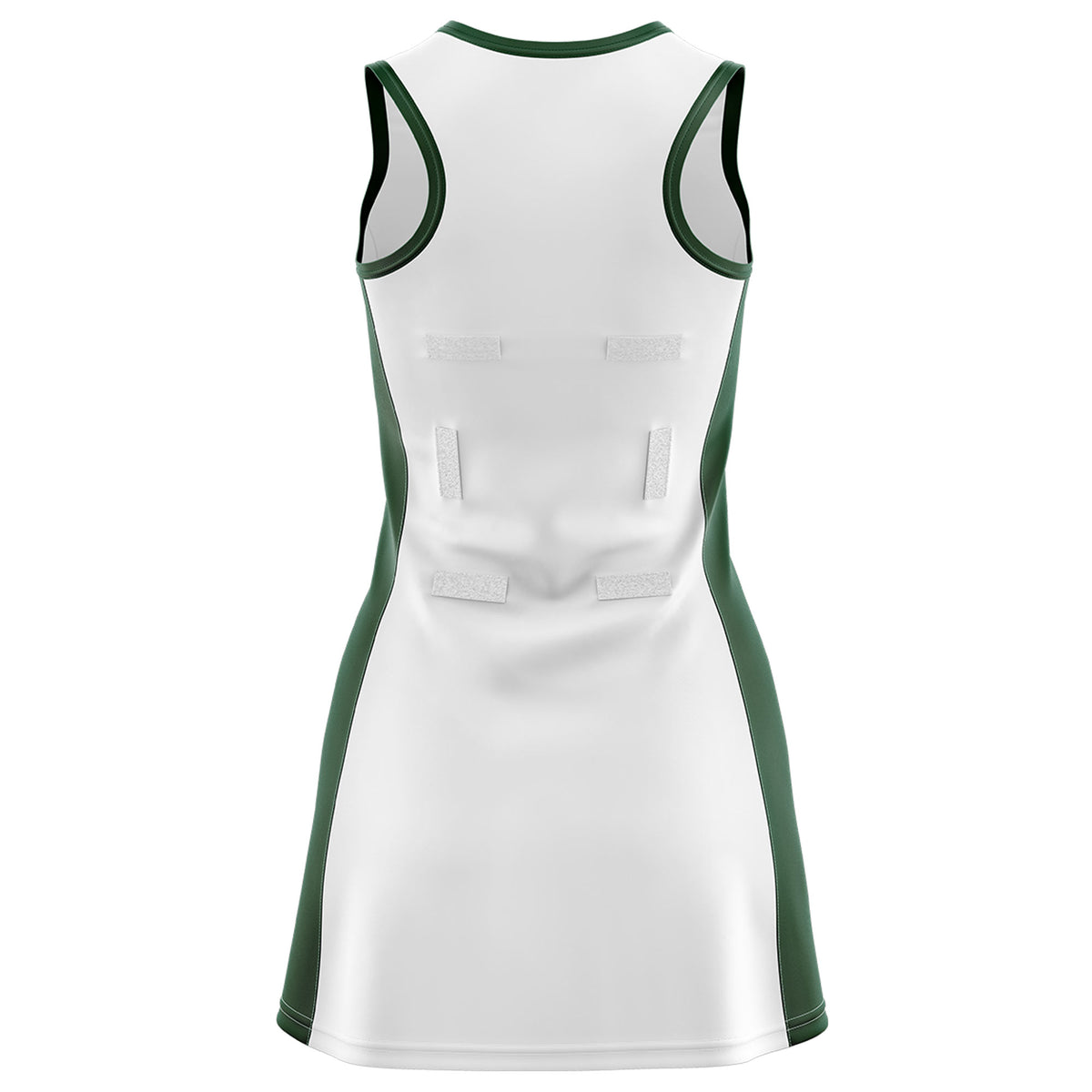 Custom White Hunter Green Color Block Two Tone Netball Dresses