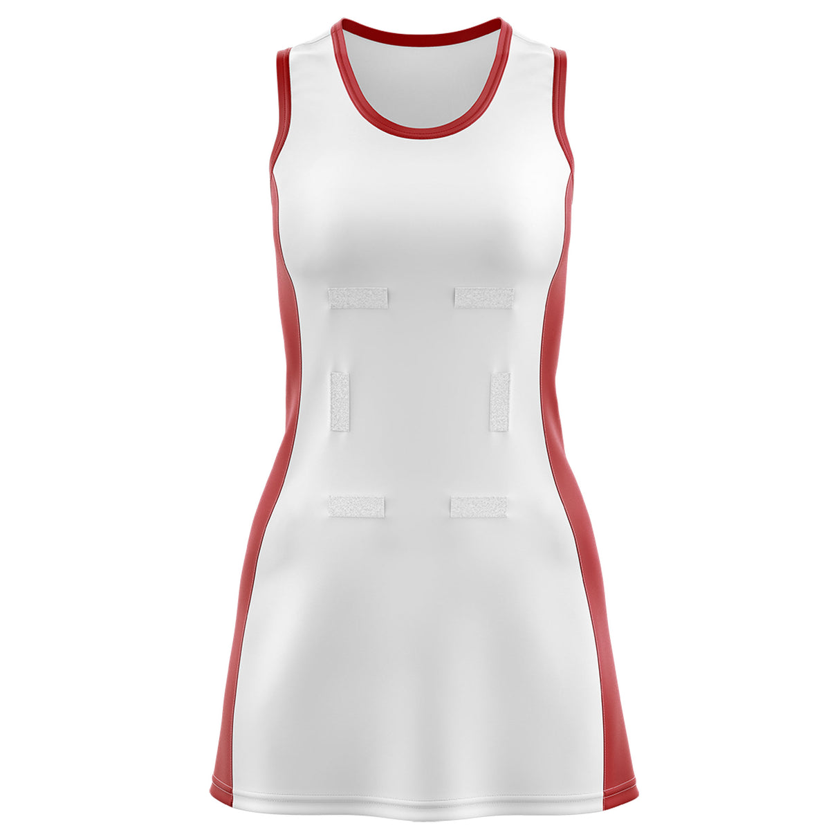 Custom White Red Color Block Two Tone Netball Dresses