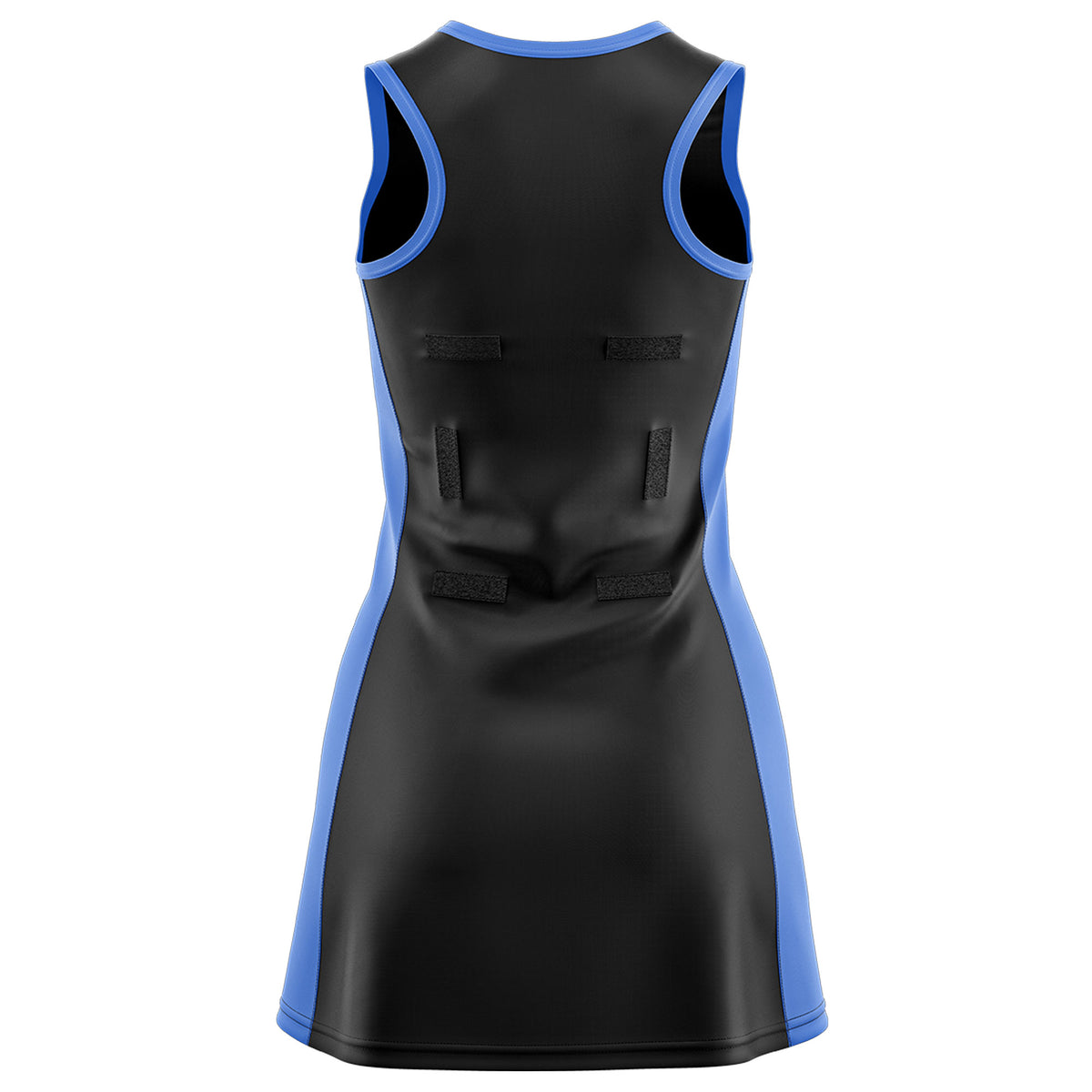 Custom Black Powder Blue Color Block Two Tone Netball Dresses