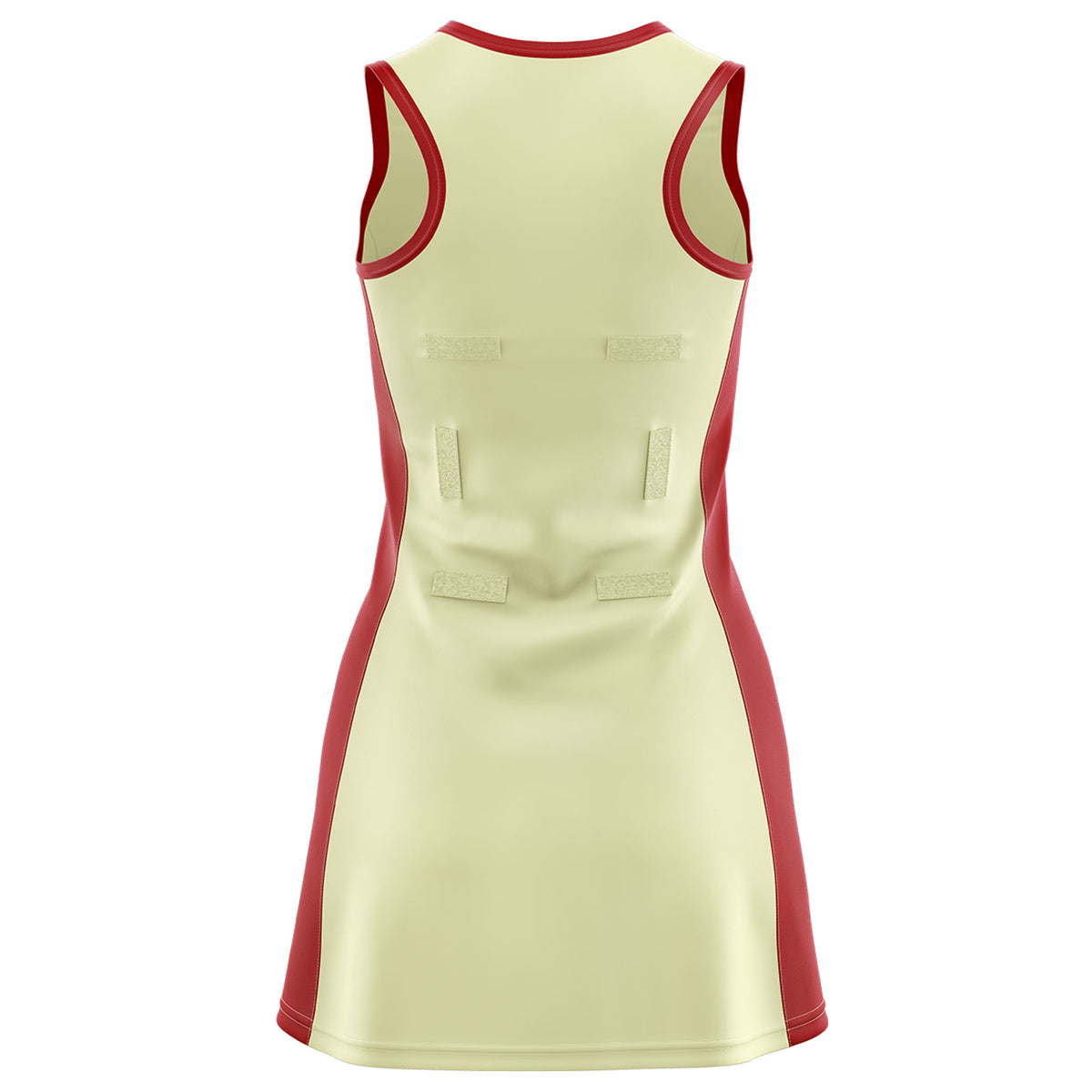 Custom Cream Red Color Block Two Tone Netball Dresses