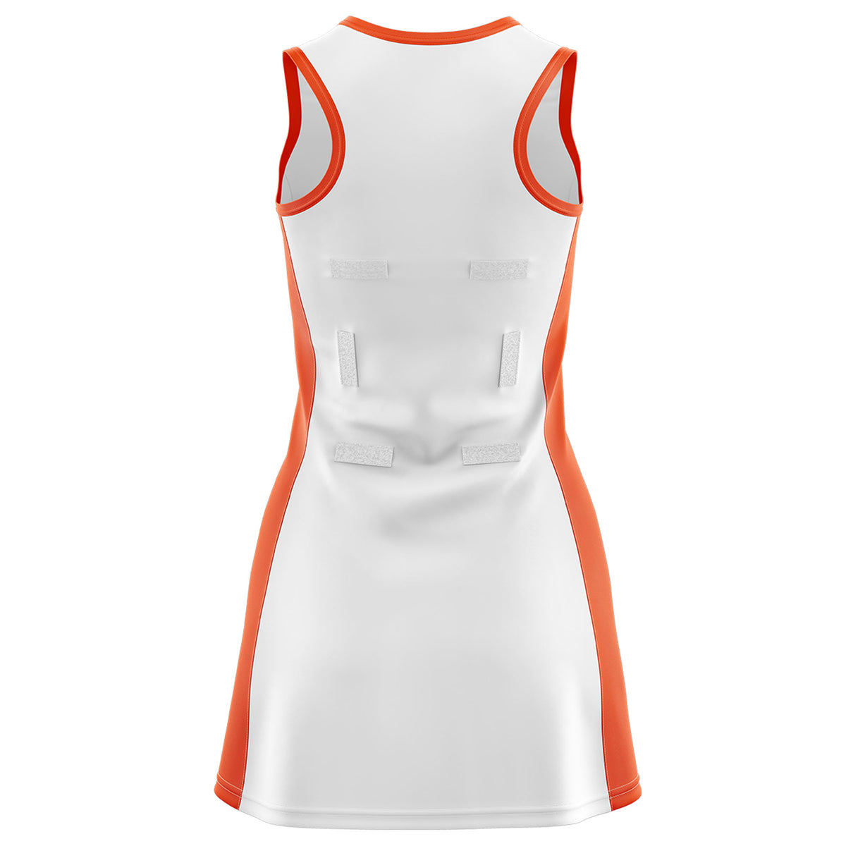 Custom White Orange Color Block Two Tone Netball Dresses